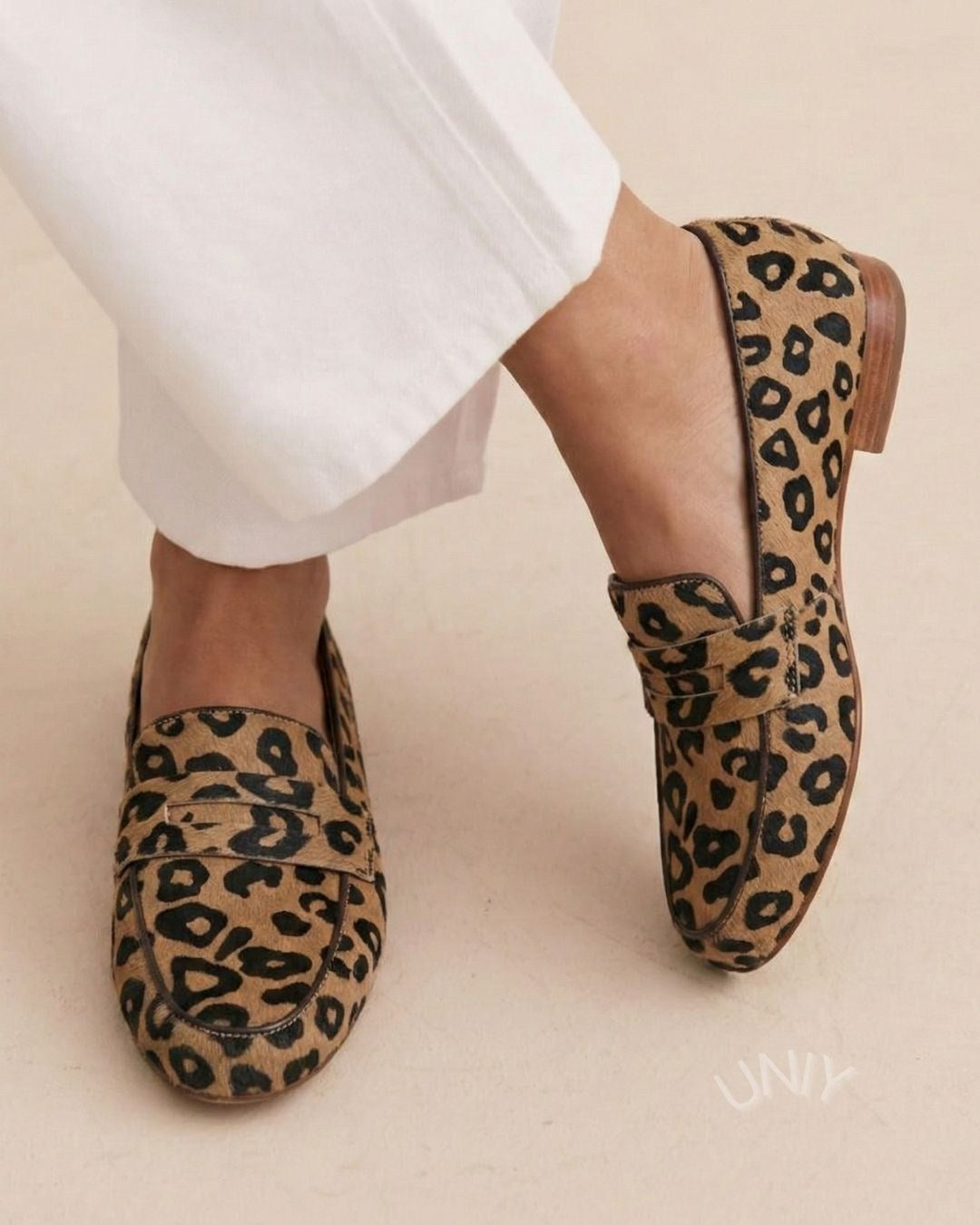 Leopard Print Faux Suede Penny Loafers Casual Flats [Pre Order]