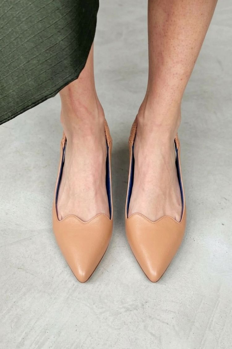 Elegant PU Leather Heart-Cut Pointed Toe Flats [Pre Order]