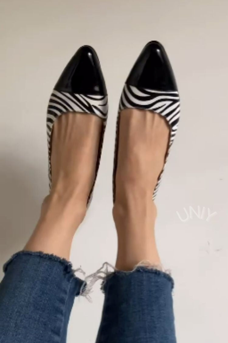 Elegant Zebra Print Pointed Toe Casual Flats [Pre Order]