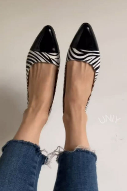 Elegant Zebra Print Pointed Toe Casual Flats [Pre Order]