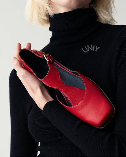 Leather Square Toe T-Strap Buckle Ankle Mary Jane Flats [Pre Order]