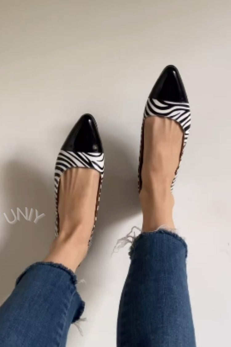 Elegant Zebra Print Pointed Toe Casual Flats [Pre Order]