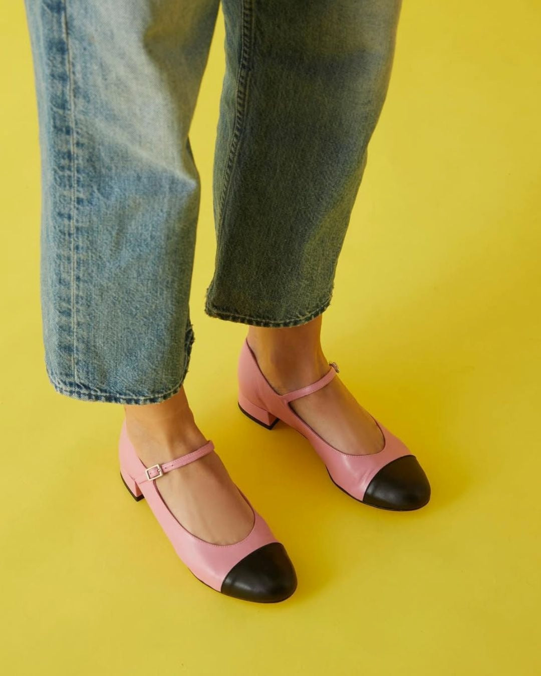 Elegant Color Block Cap Toe Mary Jane Versatile Flats [Pre Order]
