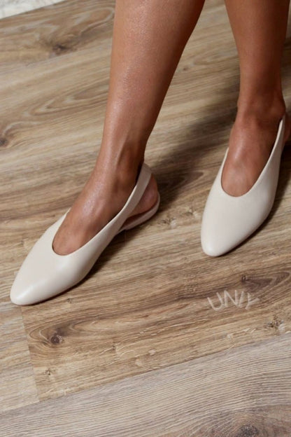 Minimalist Off-White Pointed Toe Slingback Slip-On Flats [Pre Order]